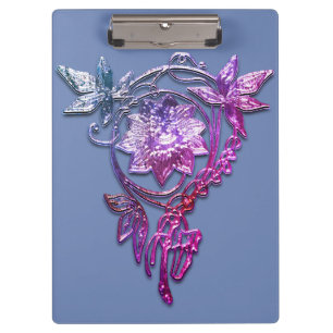 Porte-bloc Art nouveau élégant bijou floral violet rose