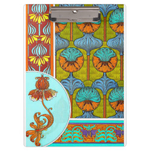 Porte-bloc Art nouveau floral vintage textile art verneuil