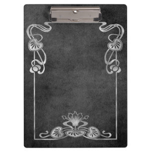 Porte-bloc Art nouveau suede look élégant argent gris lotus