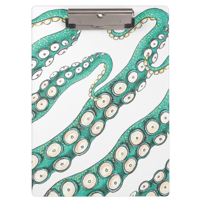 Porte-bloc Art turquoise Kraken Octopus Tentacles Ink (Devant)