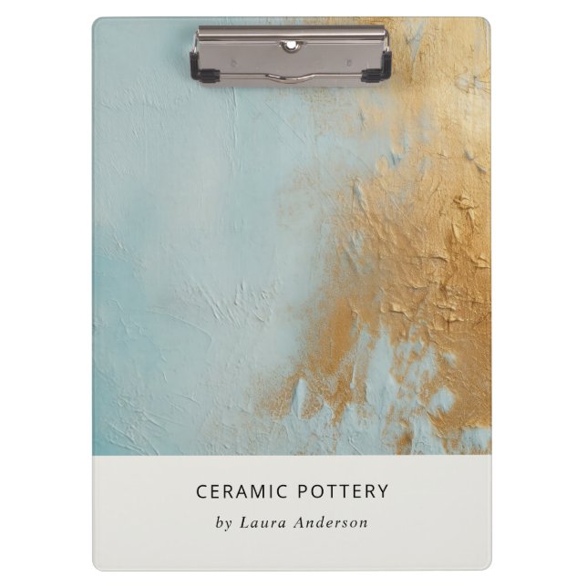 Porte-bloc Artistique classique Aqua Blue Gold Paint Texture (Devant)