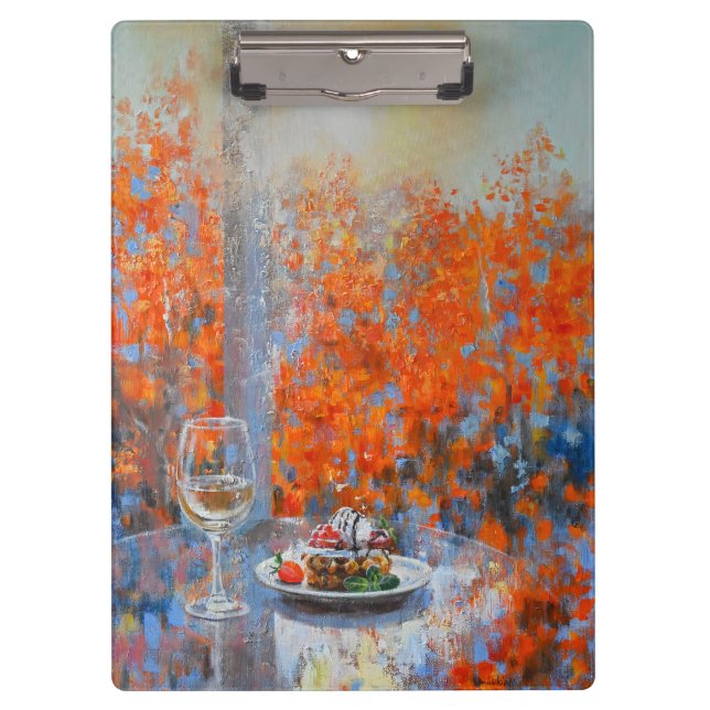 Porte-bloc Autumn Window with Wine and Dessert (Devant)
