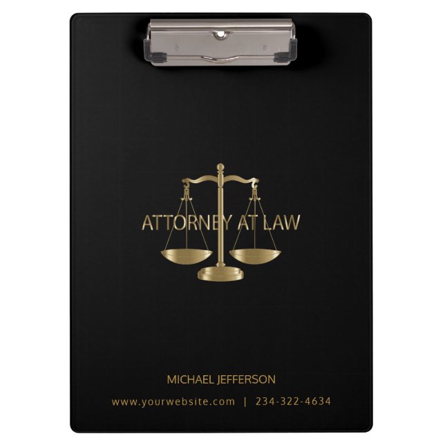 Porte-bloc Avocat de droit - Noir et Or (Devant)