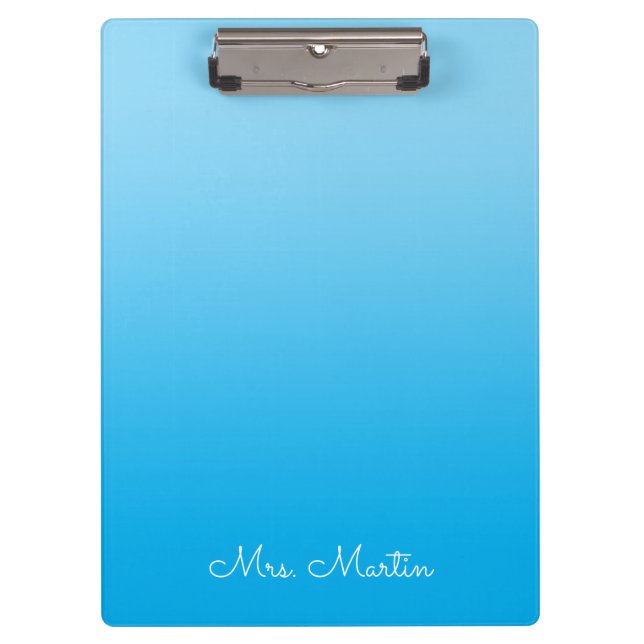 Porte-bloc Baby Blue Azure Gradient Professeur personnalisé (Devant)
