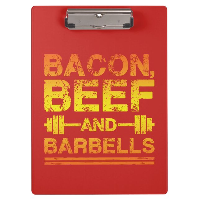 Porte-bloc Bacon, Boeuf, Barbells - Gym Working Motivational (Devant)