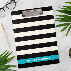 Porte-bloc Bande moderne noire, crème et turquoise
