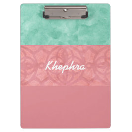 Porte-bloc Batik Rose Ruddy Et Aquarelle Bleue Nom