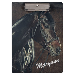 Porte-bloc Beau Cheval Noir Personnalisé 