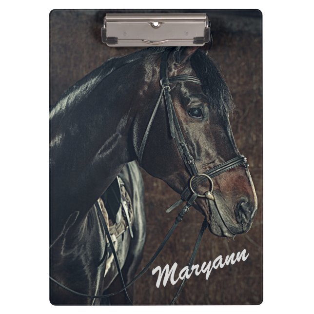 Porte-bloc Beau Cheval Noir Personnalisé  (Devant)