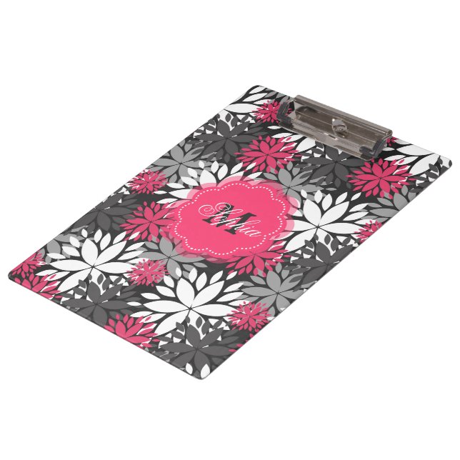 Porte-bloc Beau modèle floral monogramme girly tendance (Incliné)