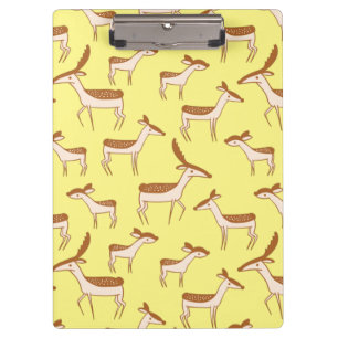 Porte-bloc Bébé, cerf et famille sur Pastel Jaune
