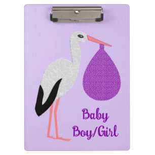 Porte-bloc Bébé Cigogne Personnalisé de genre neutre Violet