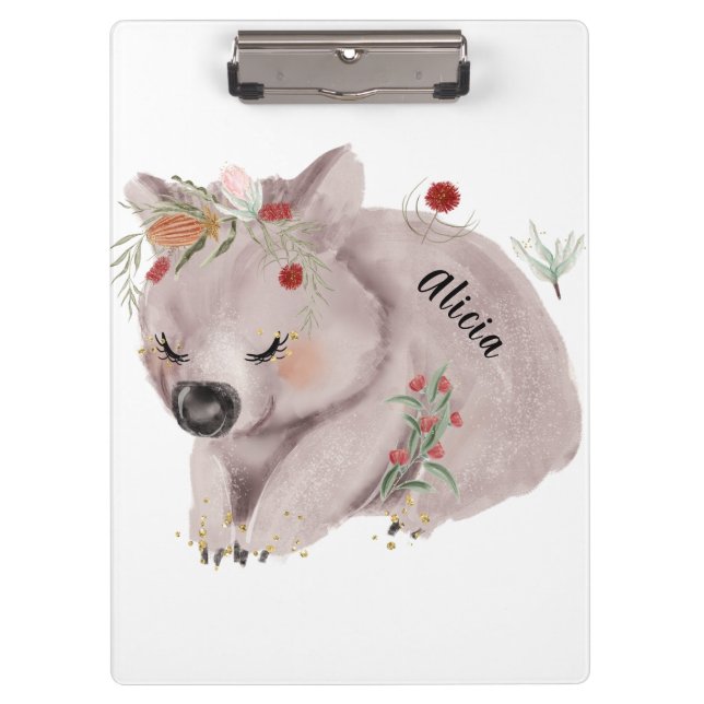 Porte-bloc Bébé mignon Wombat Gold Speckle personnalisé (Devant)