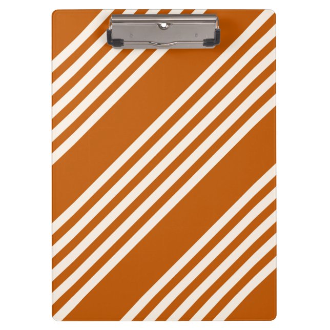 Porte-bloc Beige et orange brûlé cinq rayures motif (Devant)