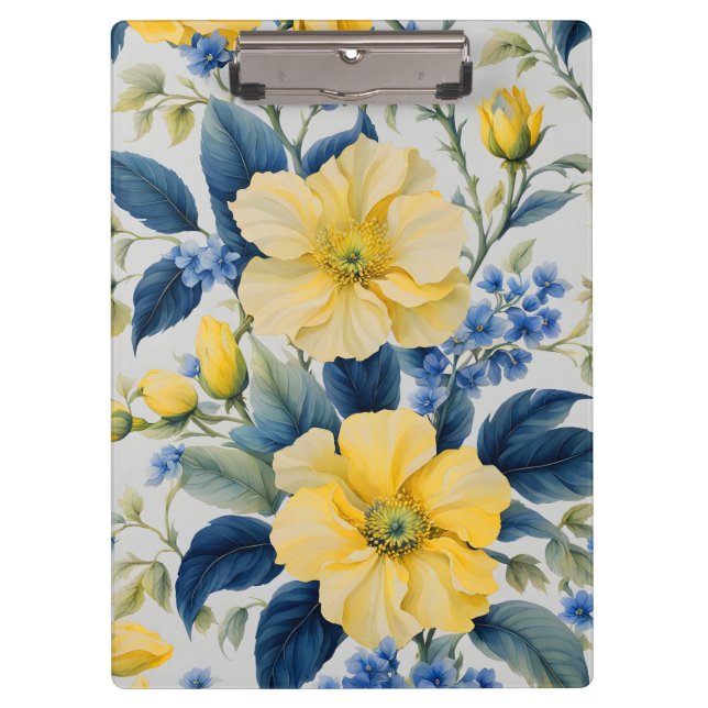 Porte-bloc Belles Fleurs Jaunes et Bleues (Devant)