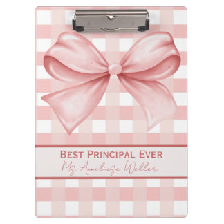 Porte-bloc Best Principal Ever Personalized Gingham Bow