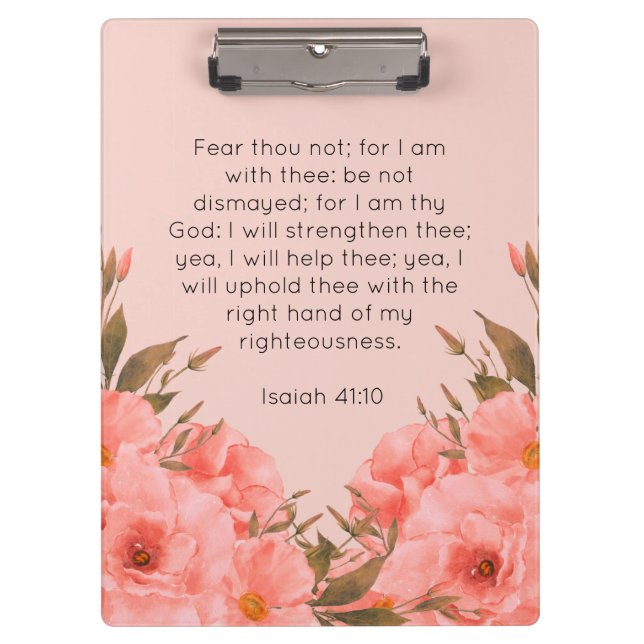 Porte-bloc Bible Verse Clipboard | Pink Floral Design (Devant)