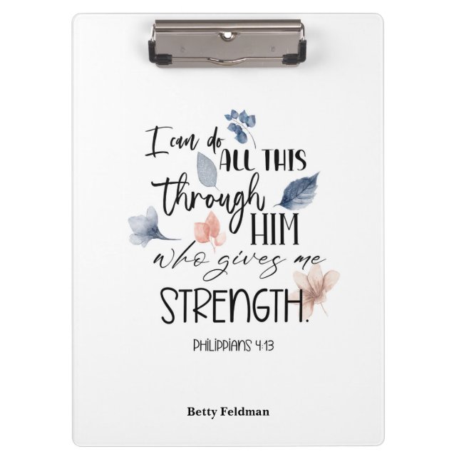 Porte-bloc Bible Verse Philippians Floral (Devant)