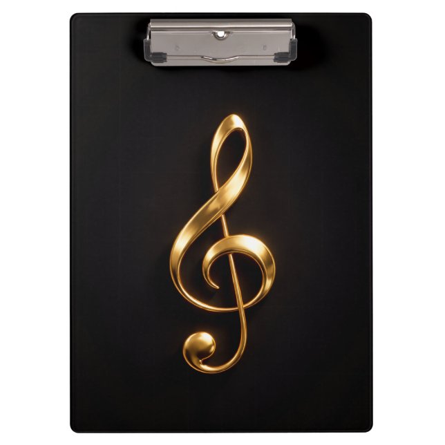 Porte-bloc Black 4 Luxe Clipboard, Golden Treble Clef (Devant)
