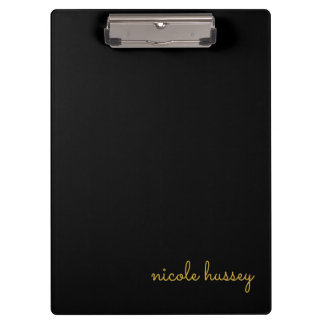 Porte-bloc Black and Gold Script  | Stylish Monogram Modern