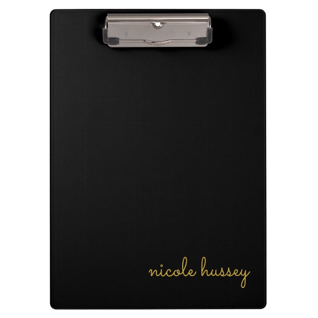 Porte-bloc Black and Gold Script  | Stylish Monogram Modern (Devant)