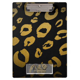 Porte-bloc Black & Gold Cheetah Leopard Glam Personnalisé