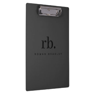 Porte-bloc Black & Gray Minimal Monogram Clean Professional