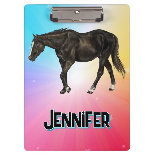 Porte-bloc Black Horse Rainbow Pastel Whimsical Equestrio (Devant)