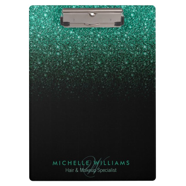 Porte-bloc Black turquoise ombre parties scintillant scintill (Devant)