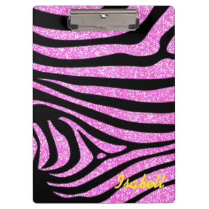 Porte-bloc Black Zebra Stripes Nom Parties scintillant Turquo