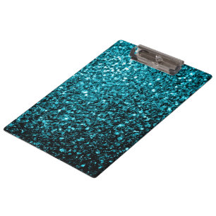 Porte-bloc Bleu aqua brillant faux paillettes scintille