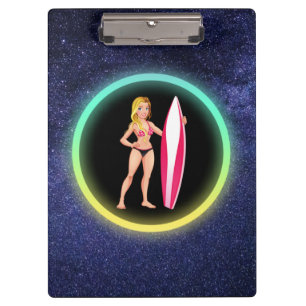 Porte-bloc Blonde Surfer Adolescent Girl Galaxy