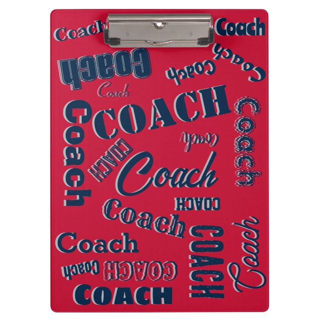 Porte-bloc Blue Red Silver Personnalisé Coach Nom Cadeau Art (Devant)