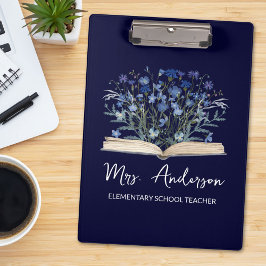 Porte-bloc Blue Wildflowers Grow From Book Teacher