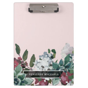 Porte-bloc Blush rose joli Floral et nom