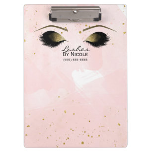 Porte-bloc Blush Rose & Or Maquillage Yeux Cils Personnalisés