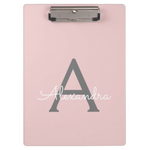 Porte-bloc Blush Rose Or Moderne Monogramme Féminin Nom