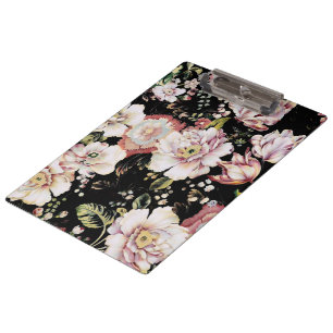 Porte-bloc bohème france chic noir floral