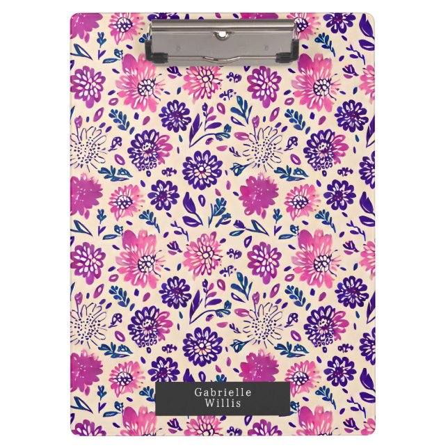 Porte-bloc Boho Ombre Floral Violet (Devant)