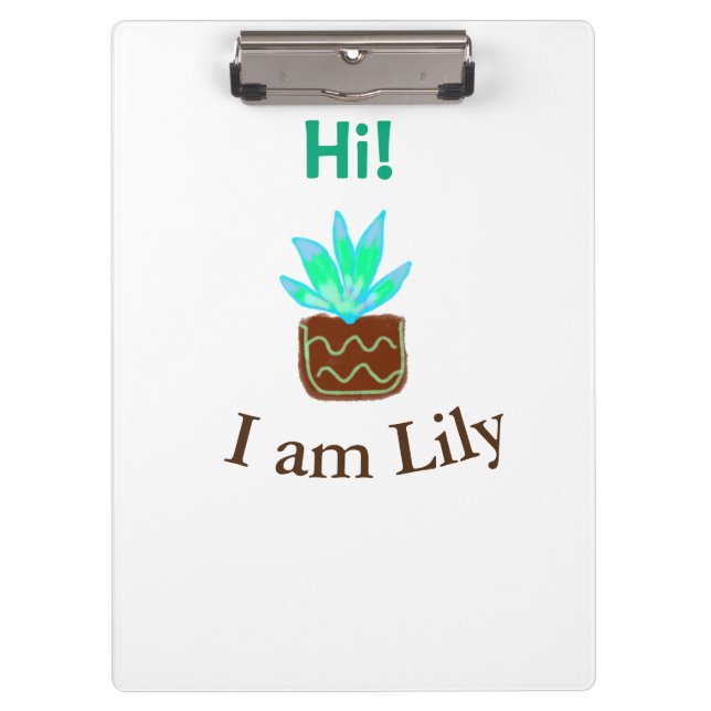 Porte-bloc Bonjour Je suis Lily cactus succulent ajouter nom  (Devant)