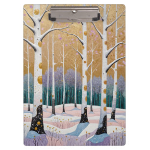 Porte-bloc Bosquet de trembles dorés : un rêve d'hiver