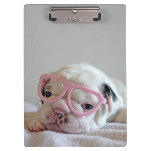 Porte-bloc Bouledogue français en verres de coeur (Devant)