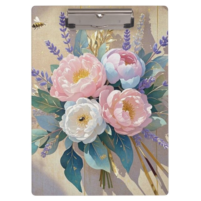 Porte-bloc Bouquet floral pivoines lavande (Devant)