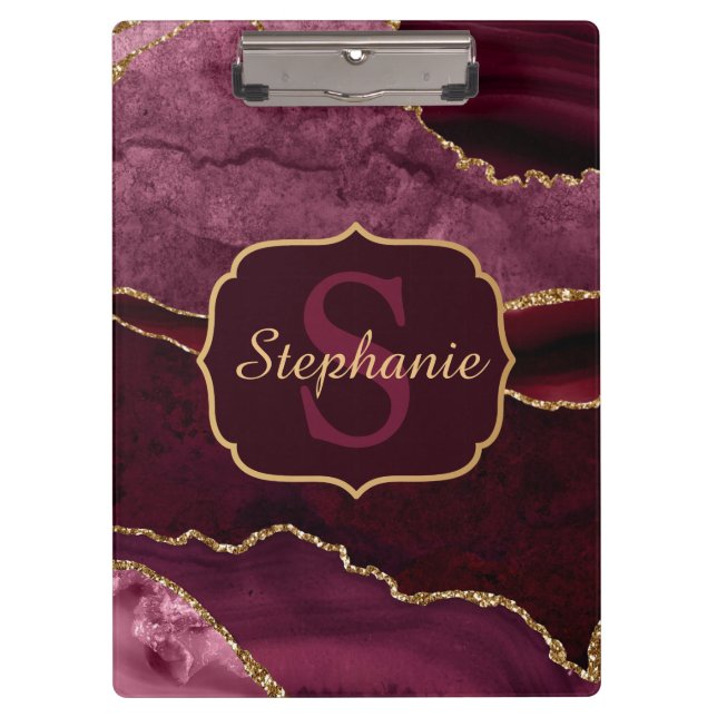 Porte-bloc Bourgogne Rouge & Or Parties scintillant Marbre Ag (Devant)