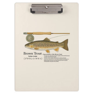 Porte-bloc Brown Trout Fly Fishing Illustration Clipboard