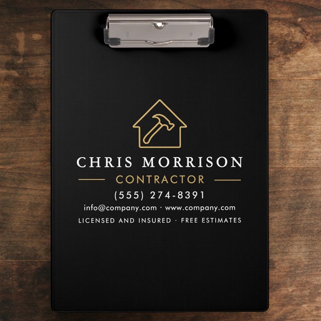 Porte-bloc Building Construction Contractor Black Gold (Créateur téléchargé)