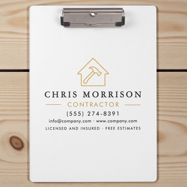 Porte-bloc Building Construction Contractor White Gold (Créateur téléchargé)