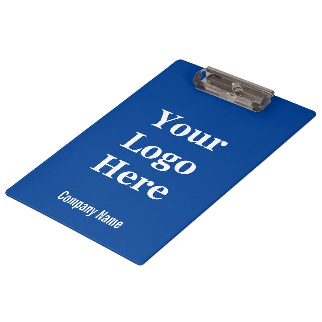 Porte-bloc Business Deep Blue and White Votre logo ici (Incliné)
