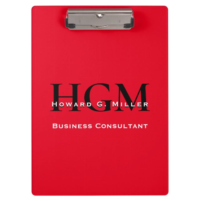 Porte-bloc Business Modern Rouge Noir 3 Lettre Monogramme Log (Devant)
