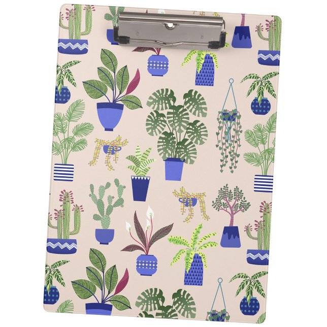 Porte-bloc Cactus Motif rose pâle (Houseplant cactus succulent blush pink clipboard)